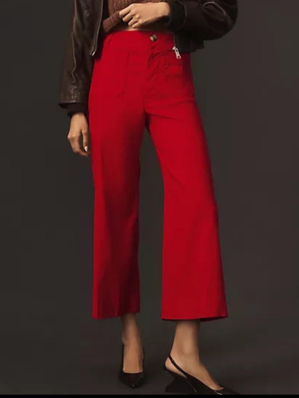 Maeve From Anthropologie Colette Wide Leg Ankle Pant Dark Red Size 27 Knit